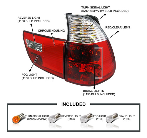 Luces Traseras Rojas Para Bmw E53 X5 (2000-2006) Izquierda Y