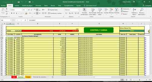 Planilla Excel Para Cargar Asientos Contables En Soft Totvs
