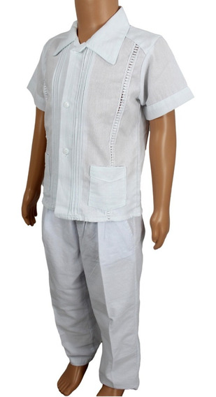 Traje Comunion Confirmacion Guayabera Niño 100% Manta