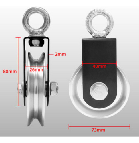 Polea Simple Bloque Acero Inoxidable De Altas 73mm