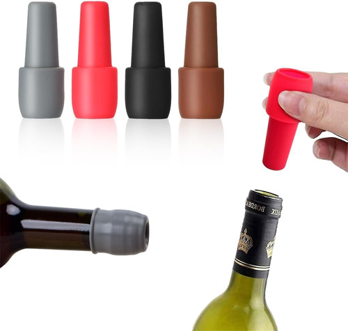 4 Sellador De Vino Para Botellas De Vino,tapón De Silicona