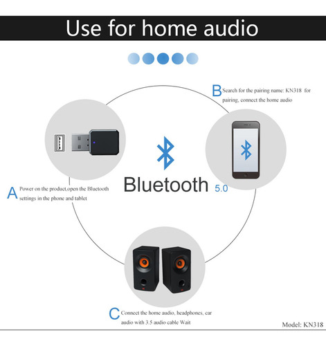 Adaptador Receptor De Audio Usb Bt 5.1 Altavoz Para