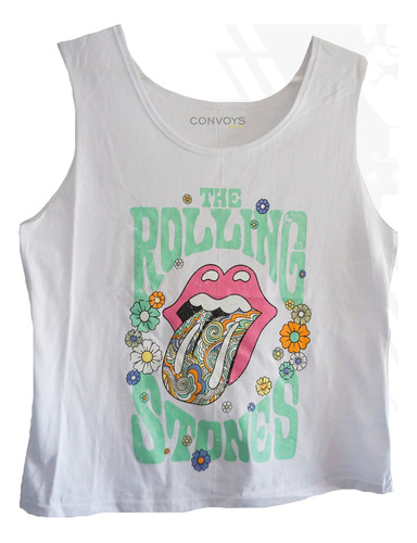 Musculosa Dama Rolling Stones Lengua Floreada - Convoys Rock