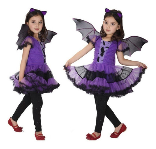 Imagem 1 de 8 de Fantasia Vampira Infantil Vampirinha Halloween C/asas E Arco