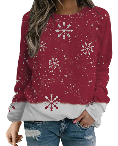 Sudadera Navidad Para Mujer Diseño Muñeco Nieve Dibujo Manga