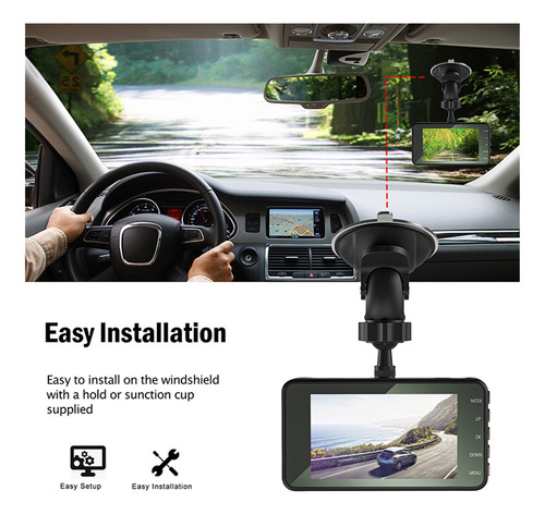 Coche Dvr Dash Camera Vista Posterior Lente Dual Dash Cam