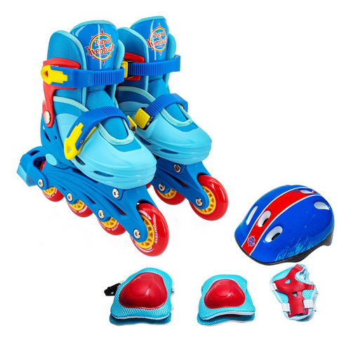 Patins 4 Rodas Infantil Menino 30-33 + Kit De Proteção