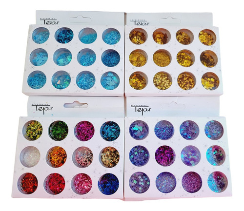 Brillos X12 Decoración Uñas Nail Art Colores Glitter 