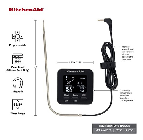Termómetro Kitchenaid Kq906 Con Sonda Programable De -40 °c