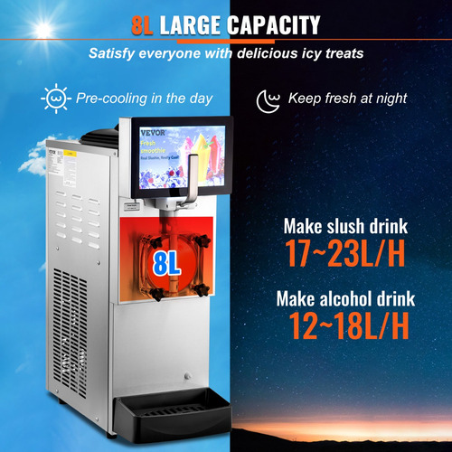 Vevor Máquina De Granizado De Bebida Congelada 8 L+4 L1100 W