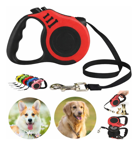 Coleira Pet Guia Retrátil P/ Cachorro Gato 3 Metros Até 15kg