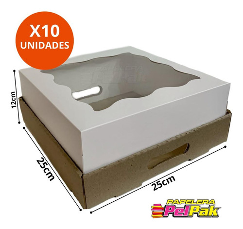 Caja Para Desayuno O Torta Con Visor 25x25x12 Base Micro