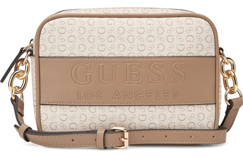 Bolsa Guess Factory Sg962214-kha Acabado de los herrajes Níquel Color Beige Correa de hombro Beige Diseño de la tela Lisa