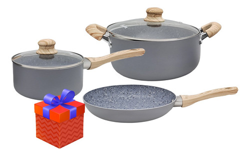 Set 5 Piezas Bateria Cocina Granito Ceramica Antiadh. Hudson