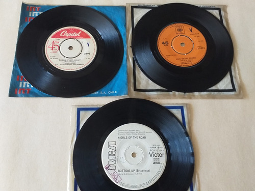 3 Vinilos Singles Chicory Tip, Trini Lopez, Middle Of The Ro