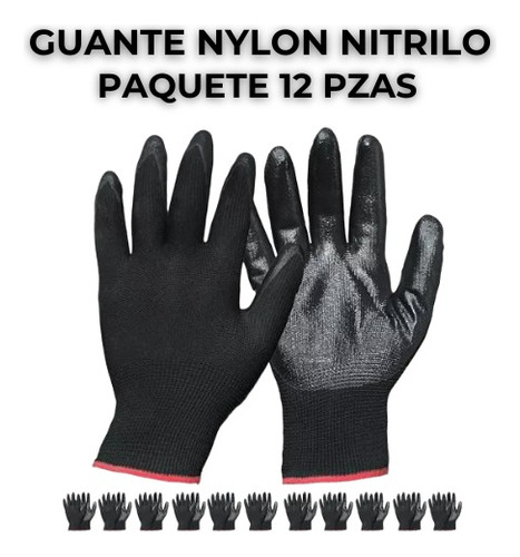 Guantes Nylon Recubiertos Palma Nitrilo Seguridad