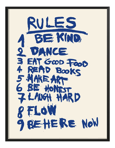 Poster Minimalista Reglas Libertad Trazo Azules Beige 45x30