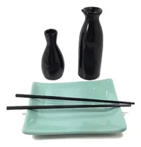 Comprar Plato Con 2 Botellas Sushi Sake Soja Oriental China Ceramica