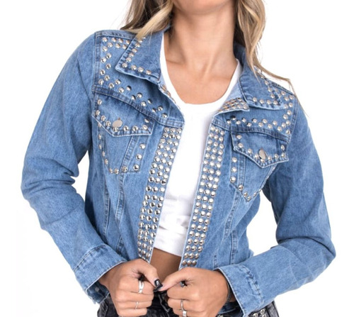 Campera De Diseño Con Tachas, Jean