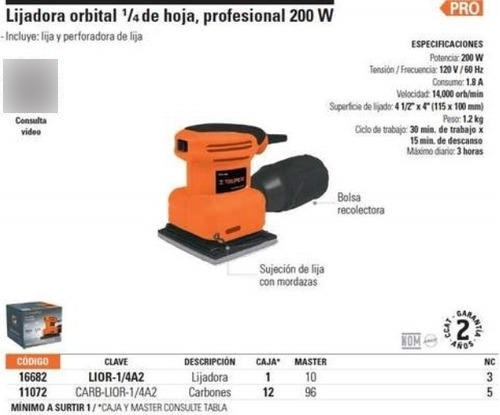 Lijadora Orbital 200w 1/4 Truper Profesional Envio Gratis