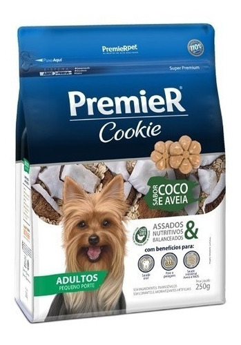 Petisco Premier Cookie Cães Adulto Pequeno Coco E Aveia 250g