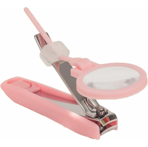 Cortador De Unha Para Bebe Com Lupa Rosa  - Buba 7555