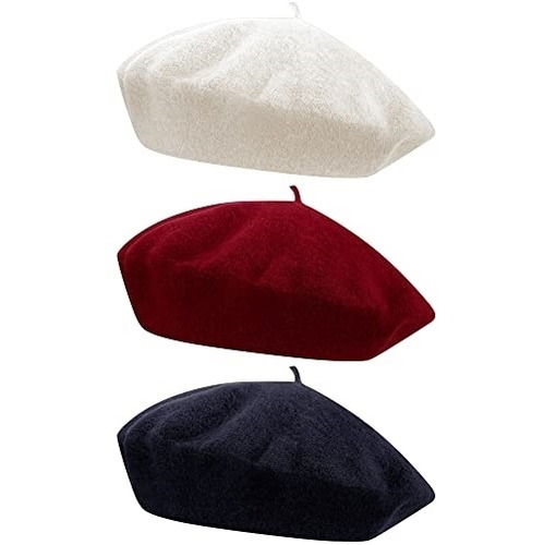 Gorros Sombreros Y Boinas 3 Piezas Boina Blanca Talla Única