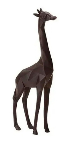 Escultura Girafa Contemporâneo Preta Decoração Em Resina