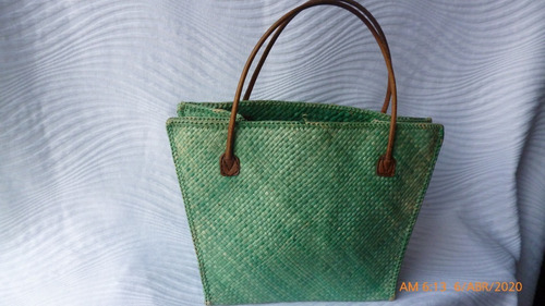 Cartera Vintage Fibra Y Cuero Mid-century Cod.xv