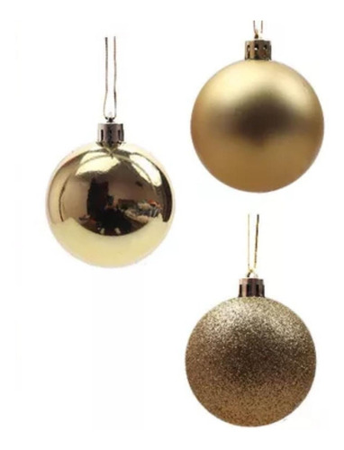 Esferas Navideñas 12pz 3 Modelos Adorno Arbol Navidad Gold