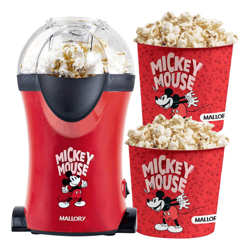 Pipoqueira Elétrica Mickey Disney New Com 2 Baldes Pipoca Gigantes Mallory