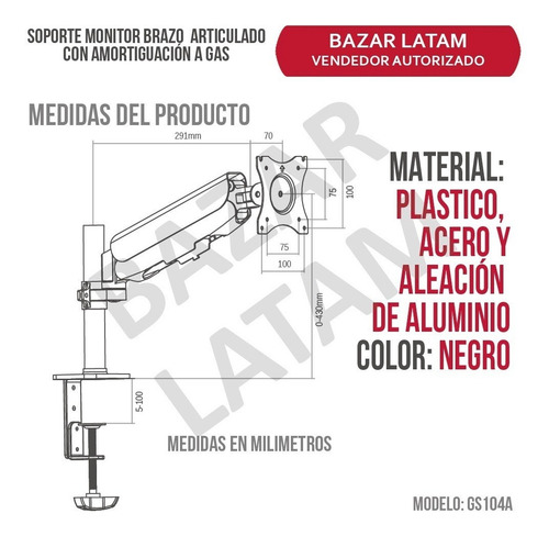 Soporte Monitor Escritorio Altura Regulable Rotacion