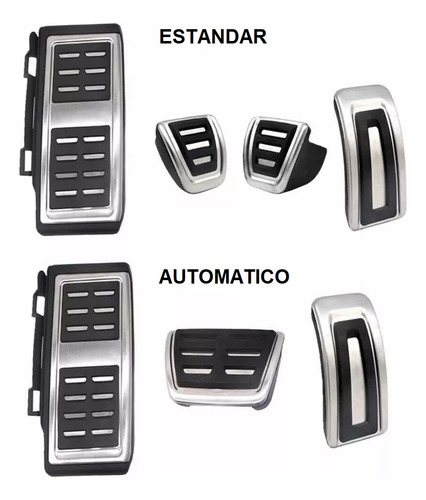 Kit Cubre Pedales + Posa Pie Para Autos Estandar Vw Mk7 Audi