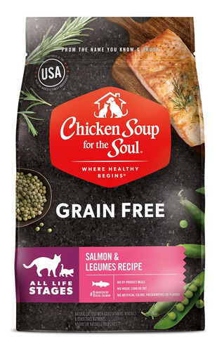 Chicken Soup, Seco Sin Granos, Salmón Y Legumbres, 12 Lb