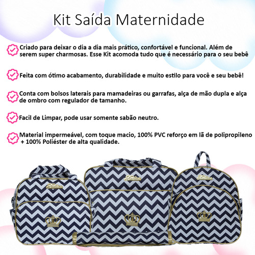 Mochila Maternidade Mãe Azul Escuro Menina Menino Plike Baby