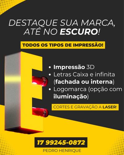 Letras Caixa Em Impressão 3d, Em Acrílico, Em Acm, Com Leds