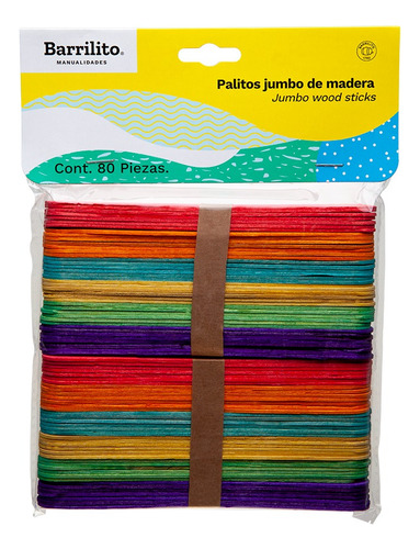 Palitos Jumbo De Madera Paquete De 80 Piezas 