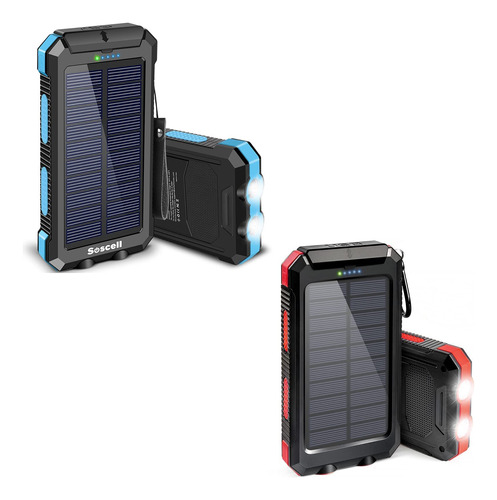 Banco Energia Solar Suscell Cargador Portatil Linterna Led