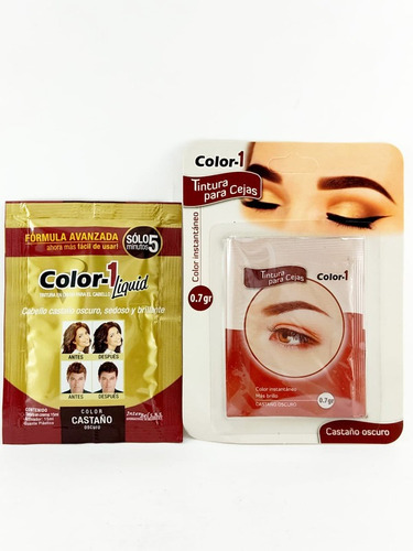 Color 1 Kit Tinte Castaño Oscuro - mL a $142