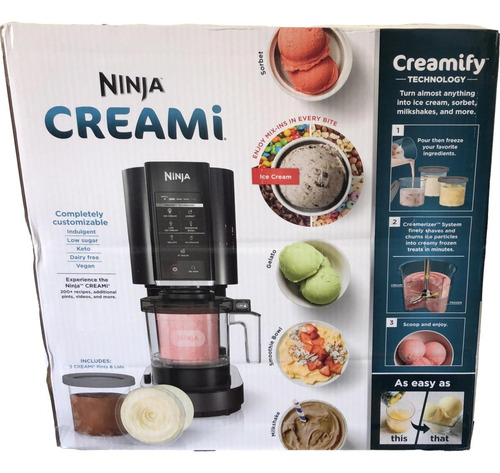 Máquina para hacer helados Ninja Creami con 7 programas, color negro, 110 v