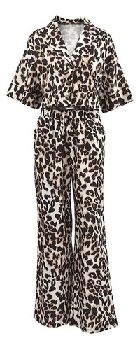 Pijama Con Estampado De Leopardo Conjunto De Dos Piezas