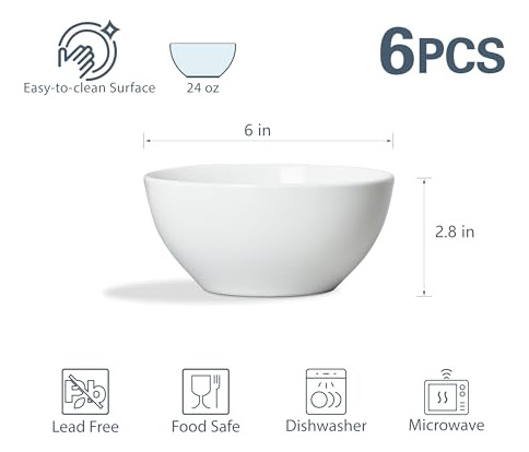 Set 6 Cuencos Cerámica 710 Ml, Microondas Lavavajillas Conge