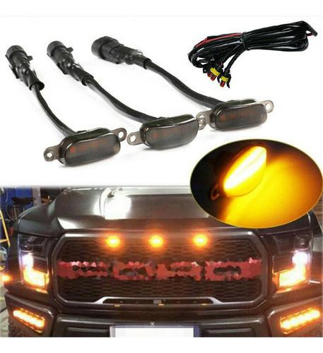 3 Piezas De Luz Led Para Parrilla De Coche F-150 F150 Raptor