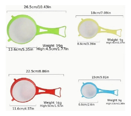 Juego 4 Coladeras De Cocina Plástico