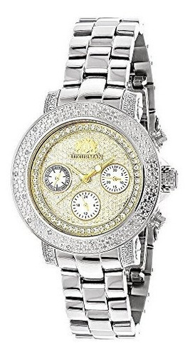 Reloj De Diamantes De Lujo Para Mujer 03 Ct Dos Tono Bañado