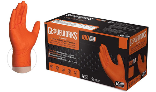 Gloveworks Hd Industrial Orange Nitrile Gloves   Mil, S...