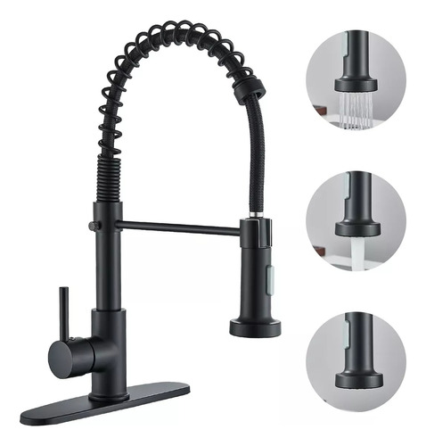 Grifo Moderno Para Lavaplatos Cocina Extensible Negro Mate