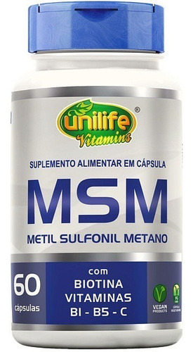 Msm Enxofre Orgânico 600mg 60 Caps - Cabelos Mais Fortes