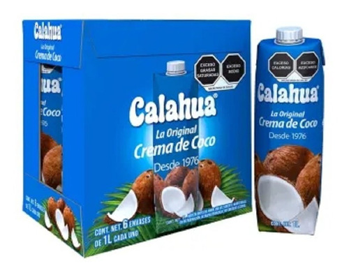 Crema De Coco Calahua Con 6 Piezas De 1 L Cada Uno