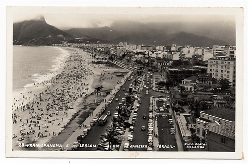 Cartao Postal Praia Ipanema E Leblon - Rj  Anos 50